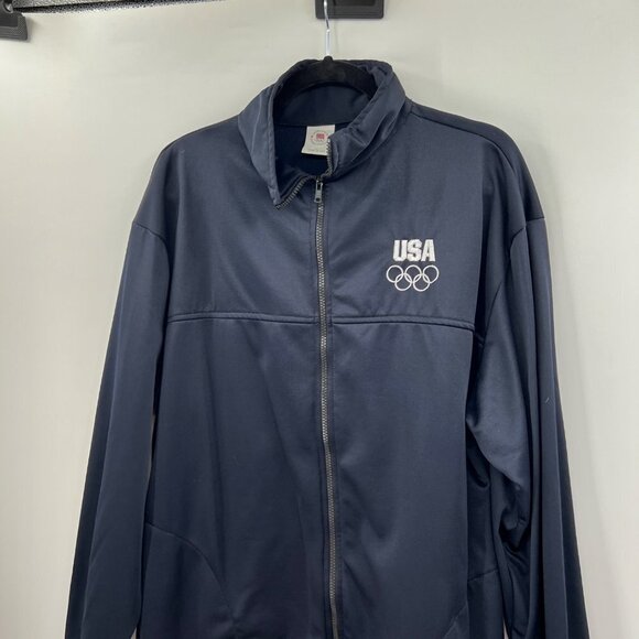 USA Olympic Committee Dark Blue Collared Full Zip Long Sleeve Track Jacket Size - Picture 4 of 10